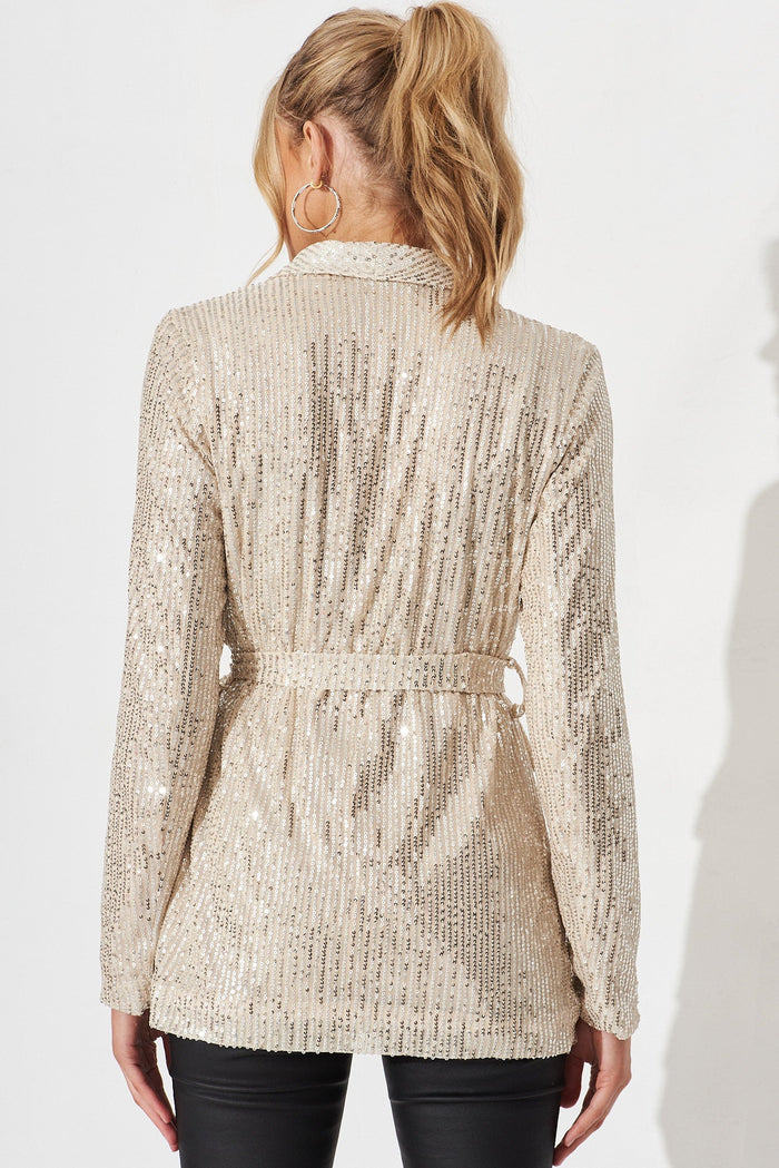Jackie Blazer In Pale Gold Sequin - back
