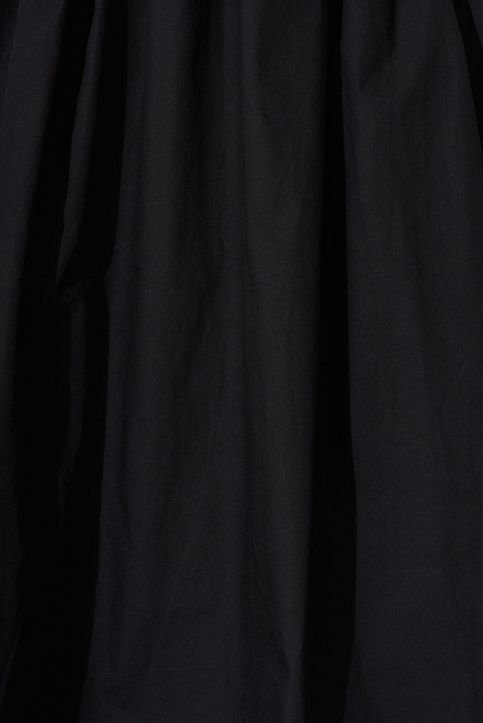 Ilina Midi Dress In Black Cotton - fabric