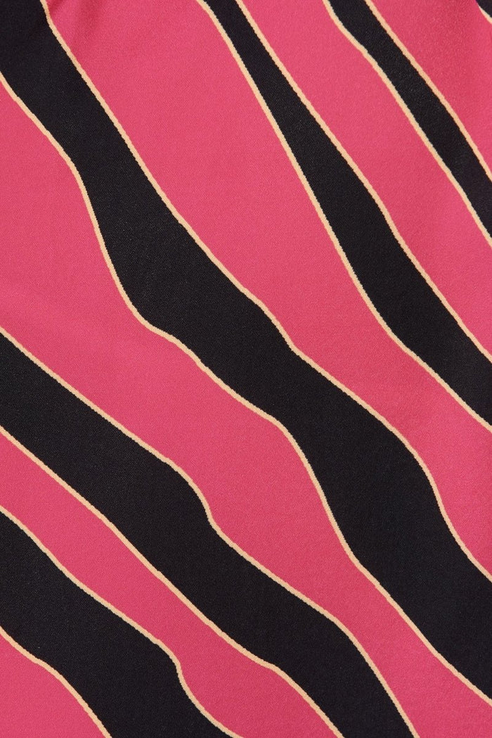Cantia Midi Shirt Dress In Magenta With Black Print - St Frock (Dev)