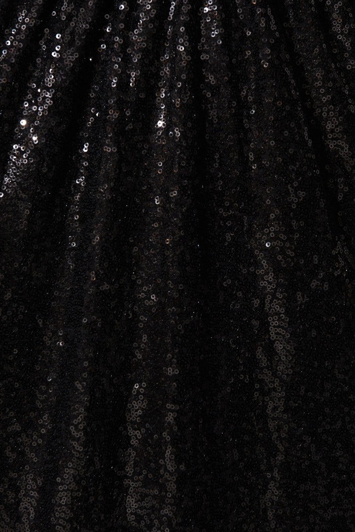 Livorno Midi Dress In Black Sequin - fabric