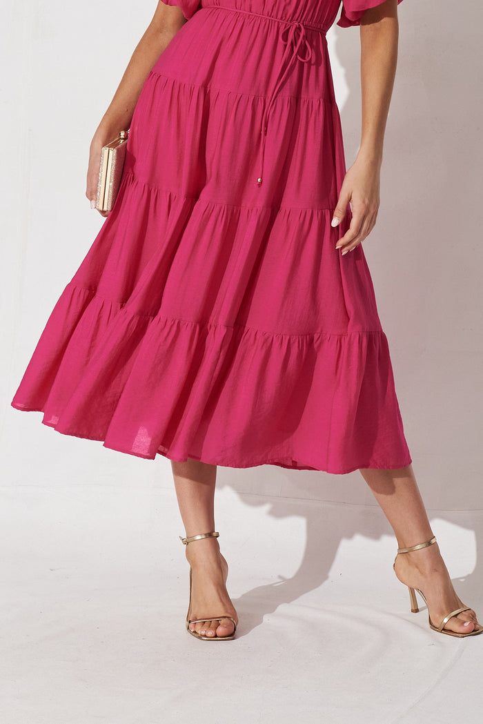 Venosa Midi Dress In Hot Pink - detail