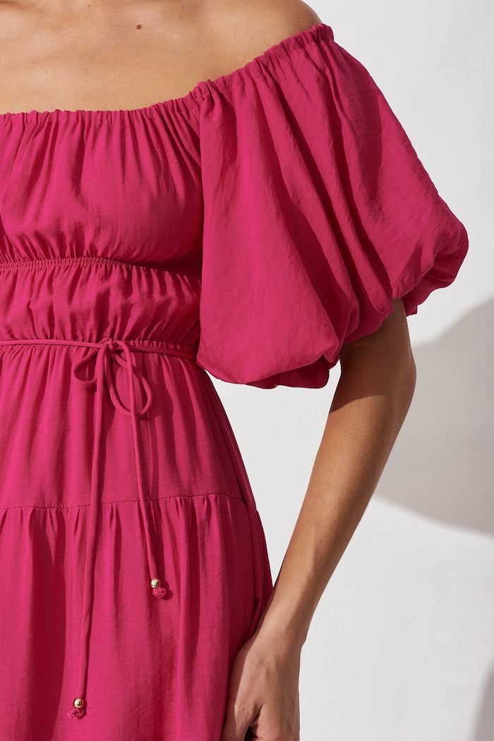 Venosa Midi Dress In Hot Pink - detail