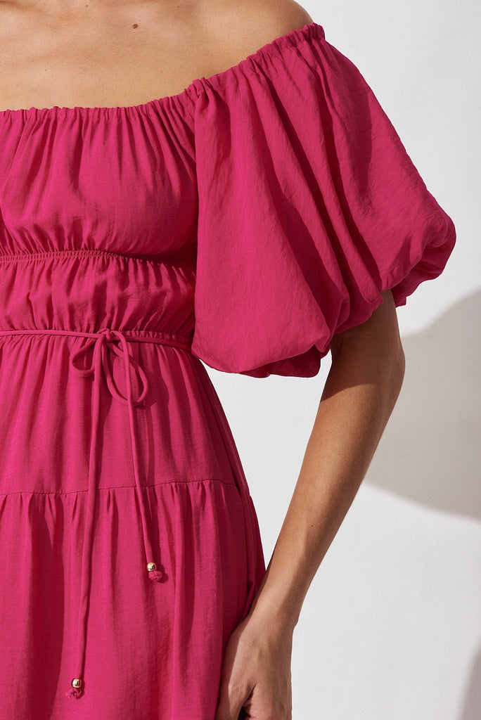 Venosa Midi Dress In Hot Pink - detail
