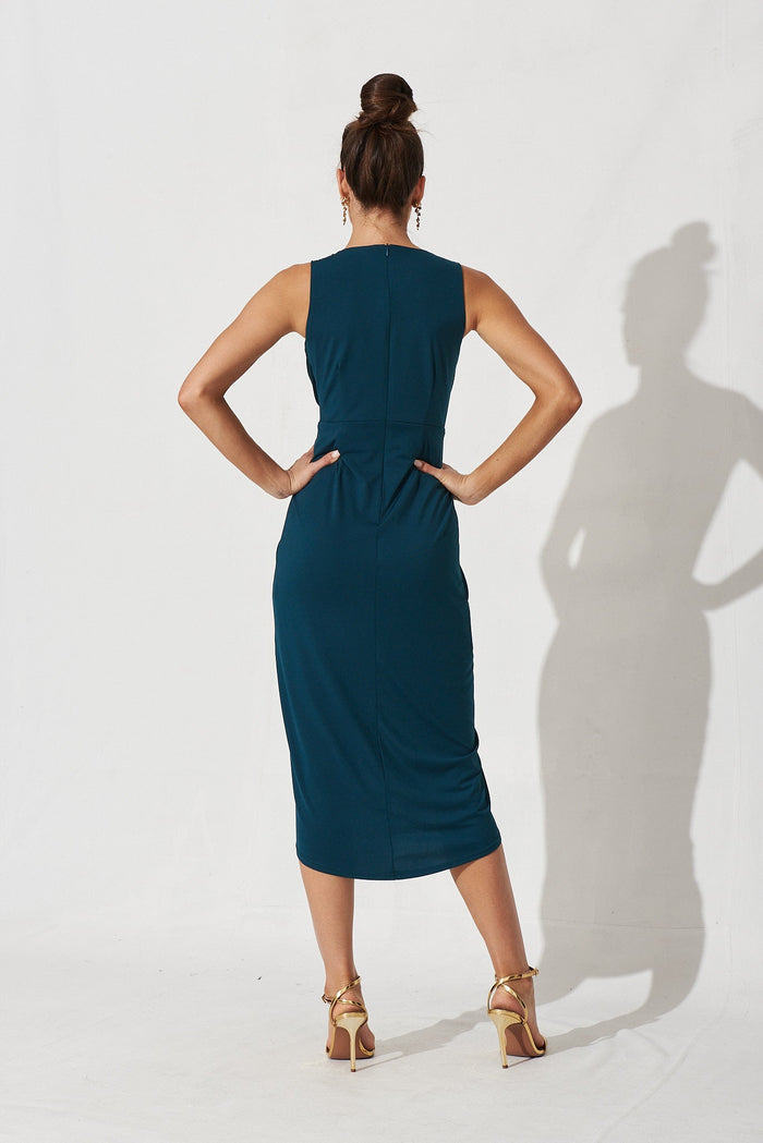 Amanda Midi Dress In Emerald Green - back