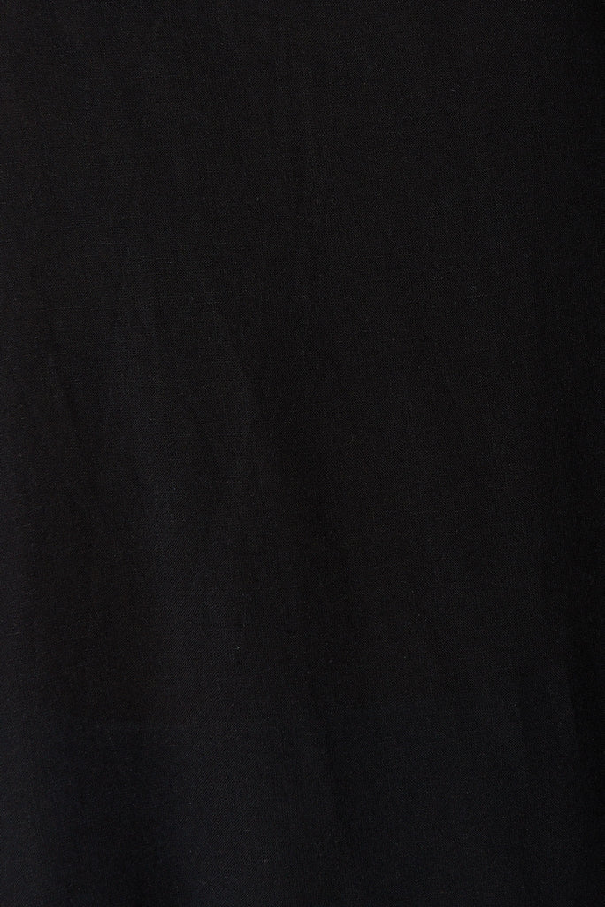 Piana Top In Black Linen Blend - fabric