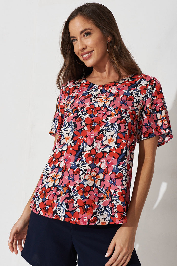 Massa Top In Pink Floral - front