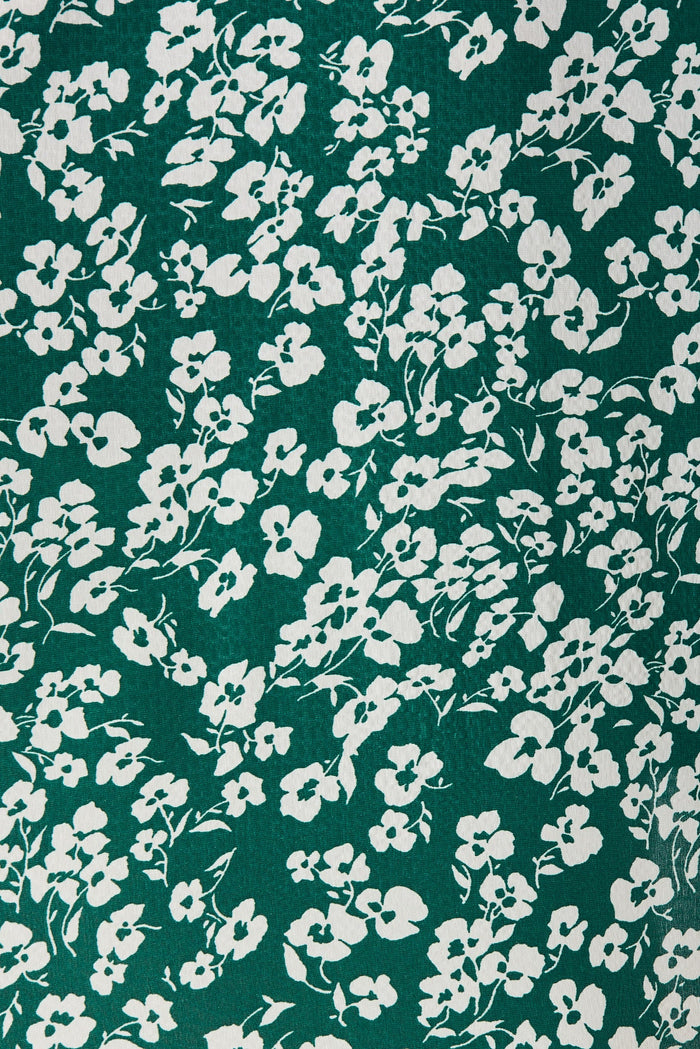 Lucca Top In Green With White Floral - fabric