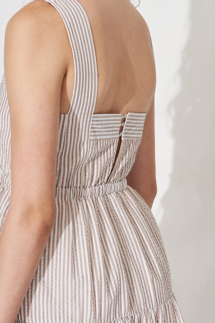 Savona Mid Dress In Beige With Stripe - detail