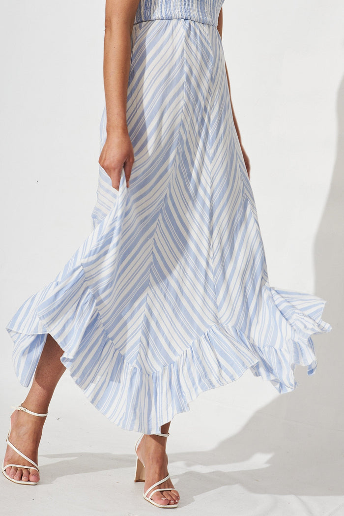 Lisburn Midi Dress In Blue With Stripe - detail