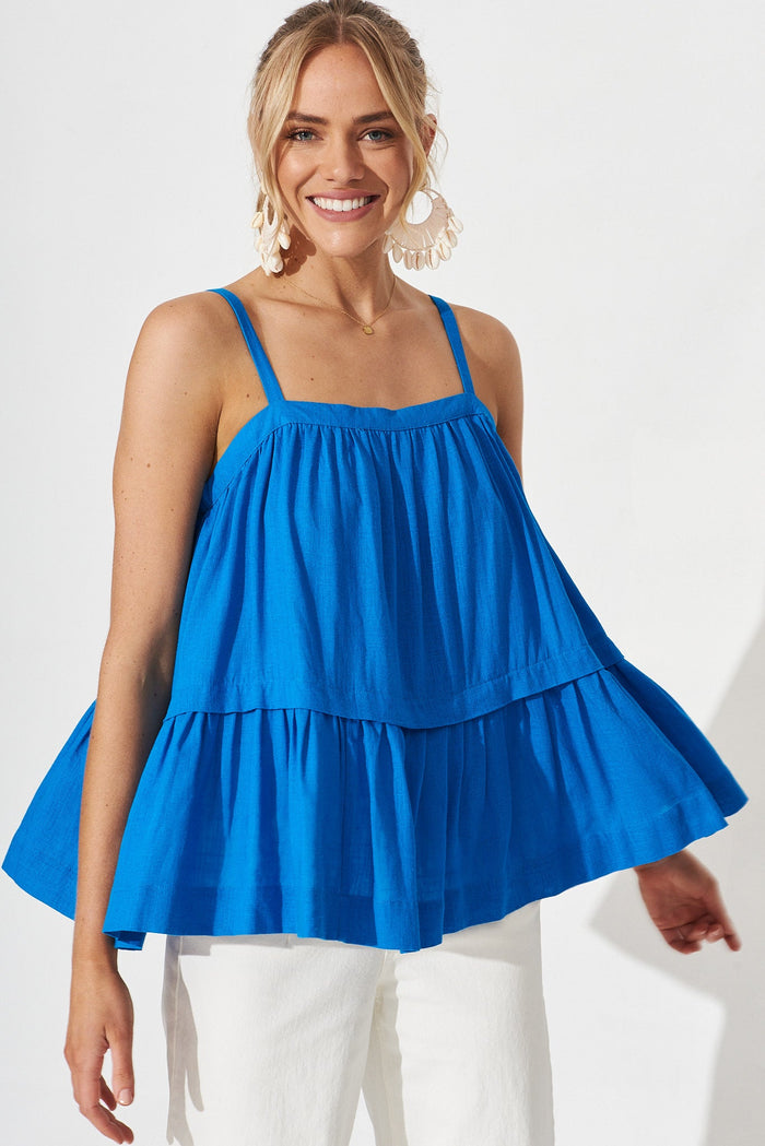 Armagh Top In Blue Linen Blend - St Frock (Dev)
