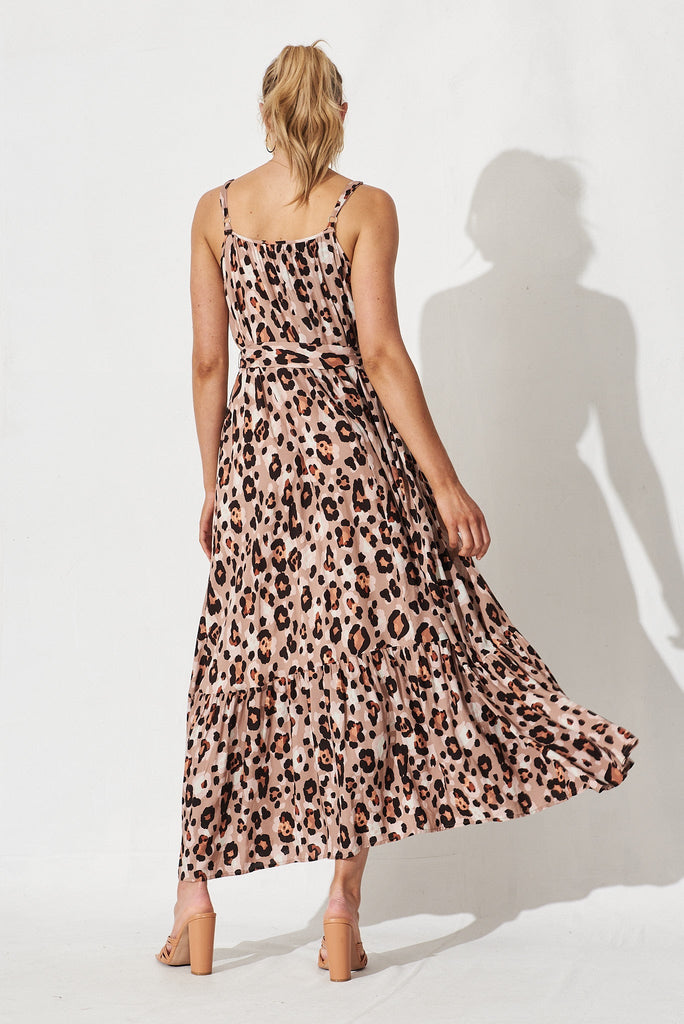 Daintree Maxi Dress In Brown Leopard Print - back