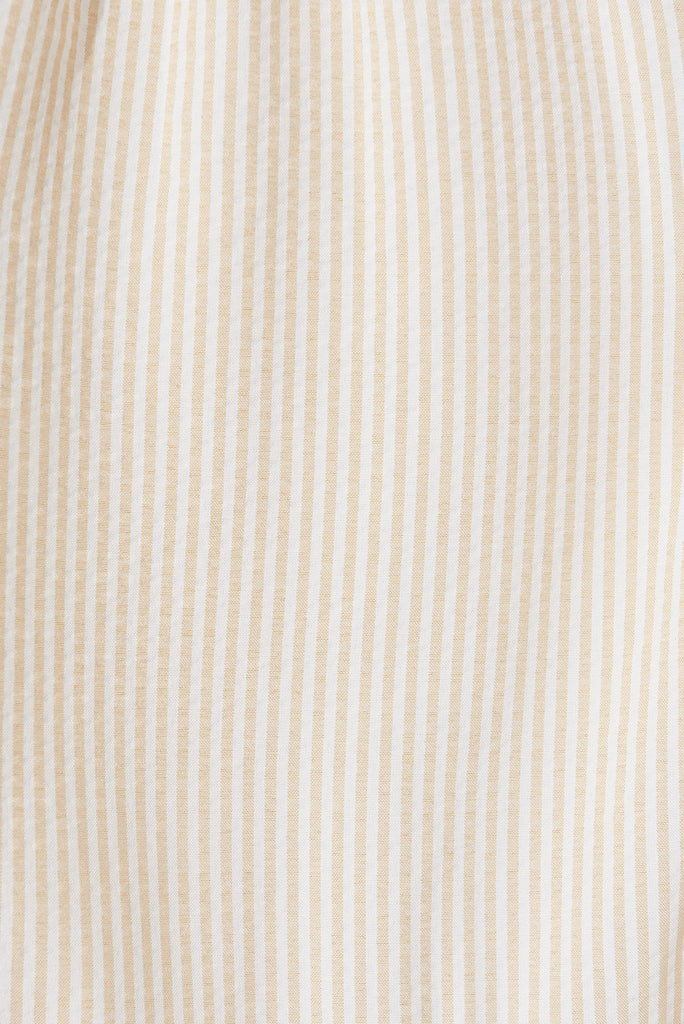 Upney Shirt Dress In Beige With White Stripe - fabric