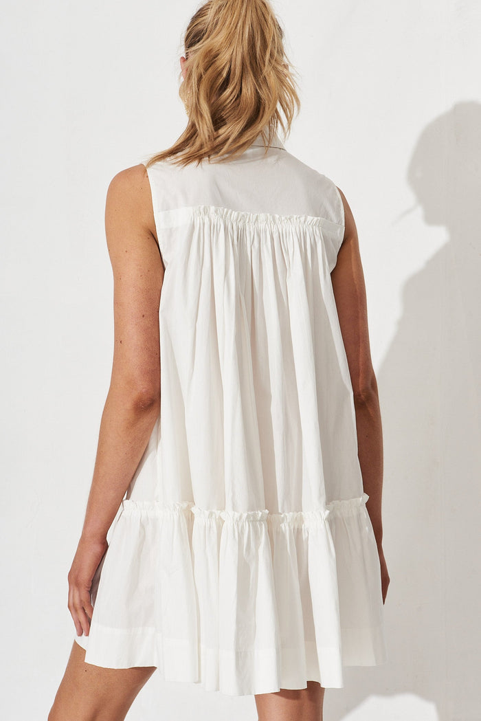 Upney Shirt Dress In White Cotton - back