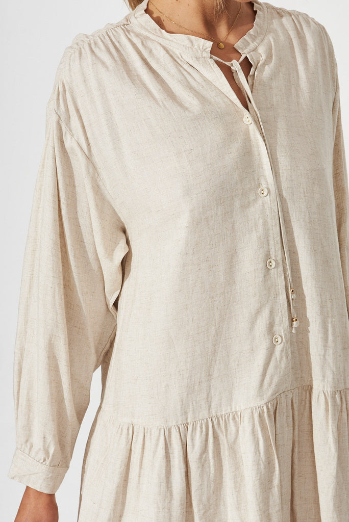 Hampstead Dress In Beige Linen Blend - detail