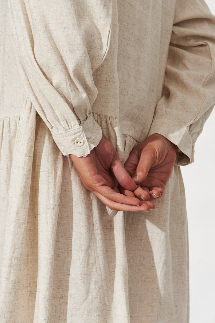 Hampstead Dress In Beige Linen Blend - detail
