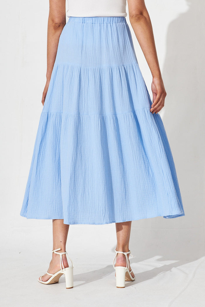 Goodge Maxi Skirt In Blue Cotton - back