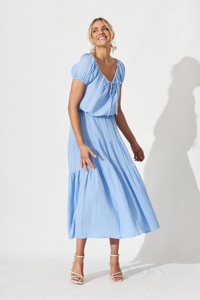 Chancery Top In Blue Cotton - St Frock (Dev)