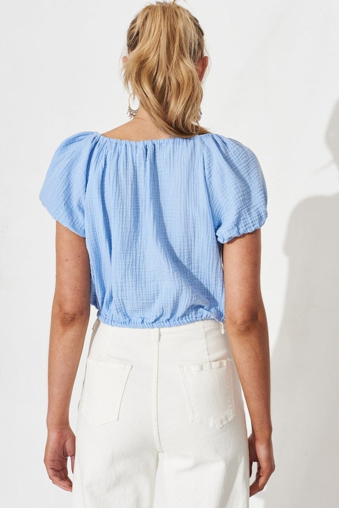 Chancery Top In Blue Cotton - St Frock (Dev)
