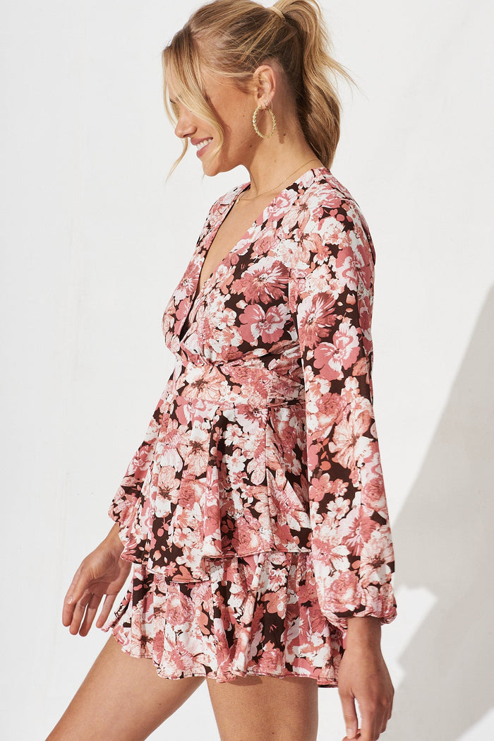 Novara Playsuit In Pink Floral - side