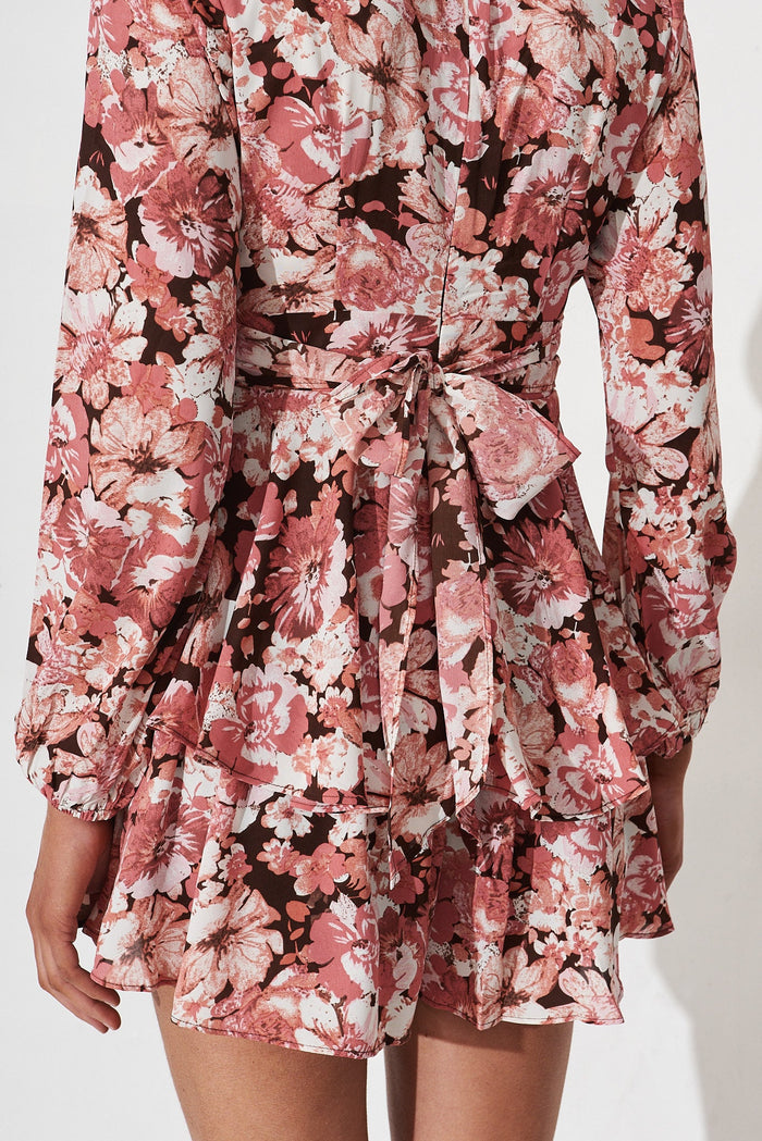 Novara Playsuit In Pink Floral - detail