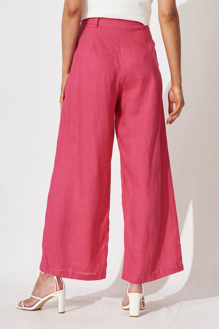 Keynes Pants In Hot Pink Linen - back