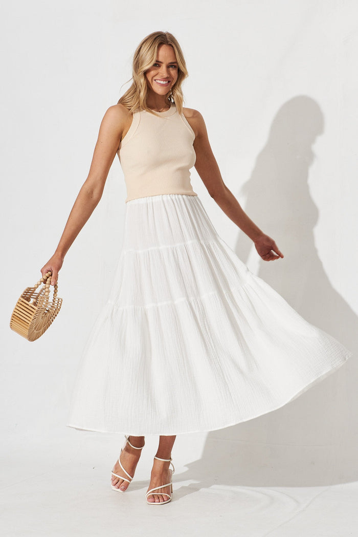 Goodge Maxi Skirt In White Cotton - full length