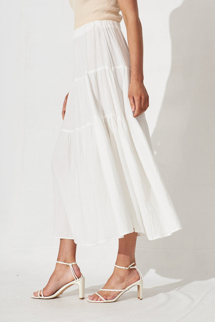 Goodge Maxi Skirt In White Cotton - side