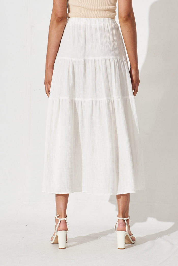 Goodge Maxi Skirt In White Cotton - back