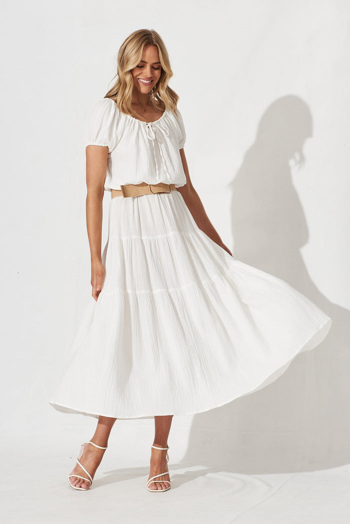Goodge Maxi Skirt In White Cotton - full length