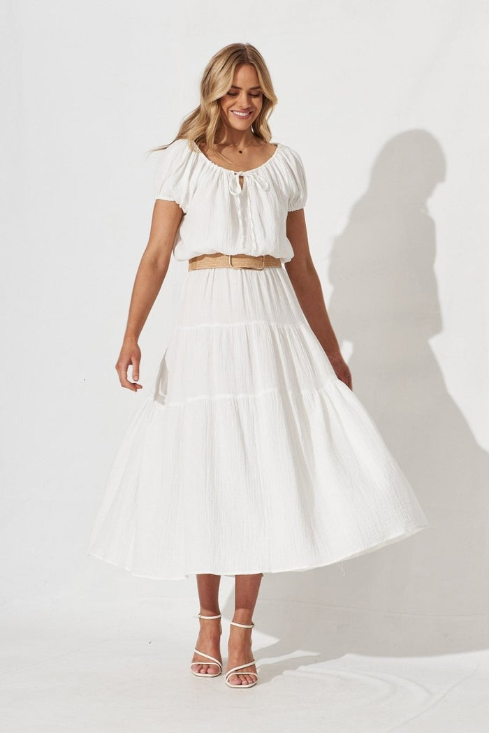 Chancery Top In White Cotton - St Frock (Dev)