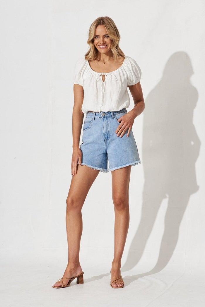 Chancery Top In White Cotton - St Frock (Dev)
