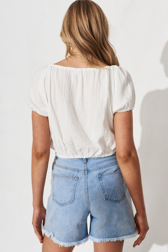 Chancery Top In White Cotton - St Frock (Dev)