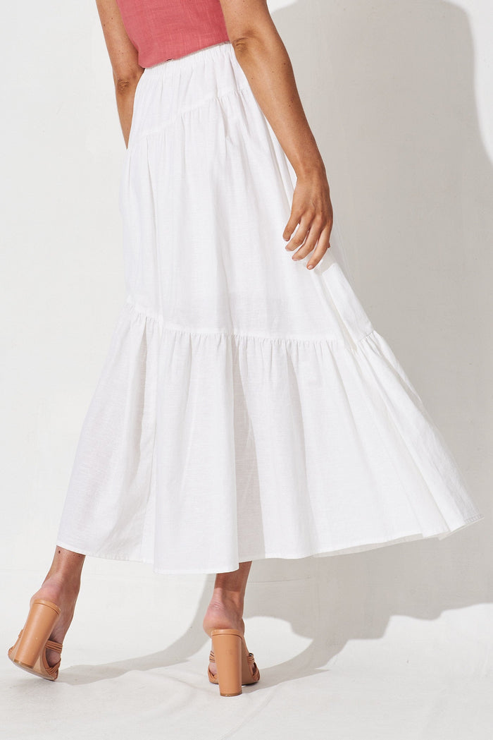 Woburn Maxi Skirt In White Linen Blend - back