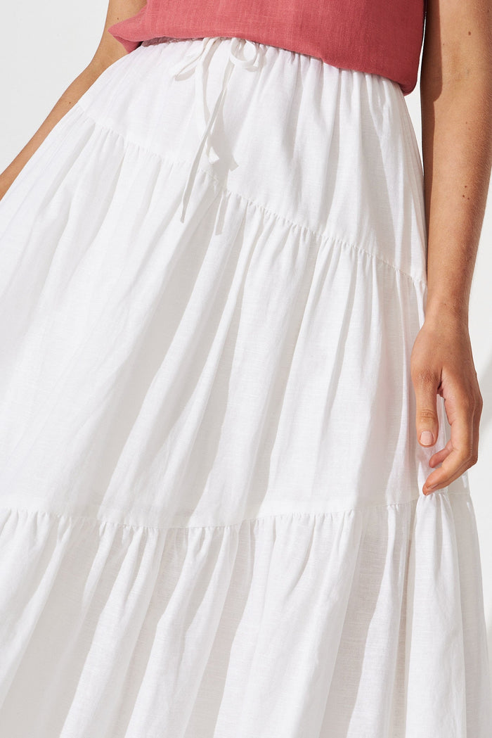 Woburn Maxi Skirt In White Linen Blend - detail