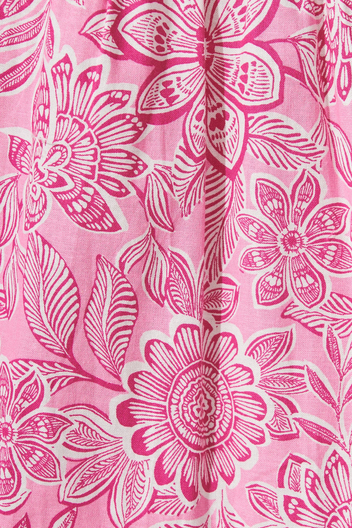 Stirling Maxi Skirt In Pink Floral Cotton - fabric