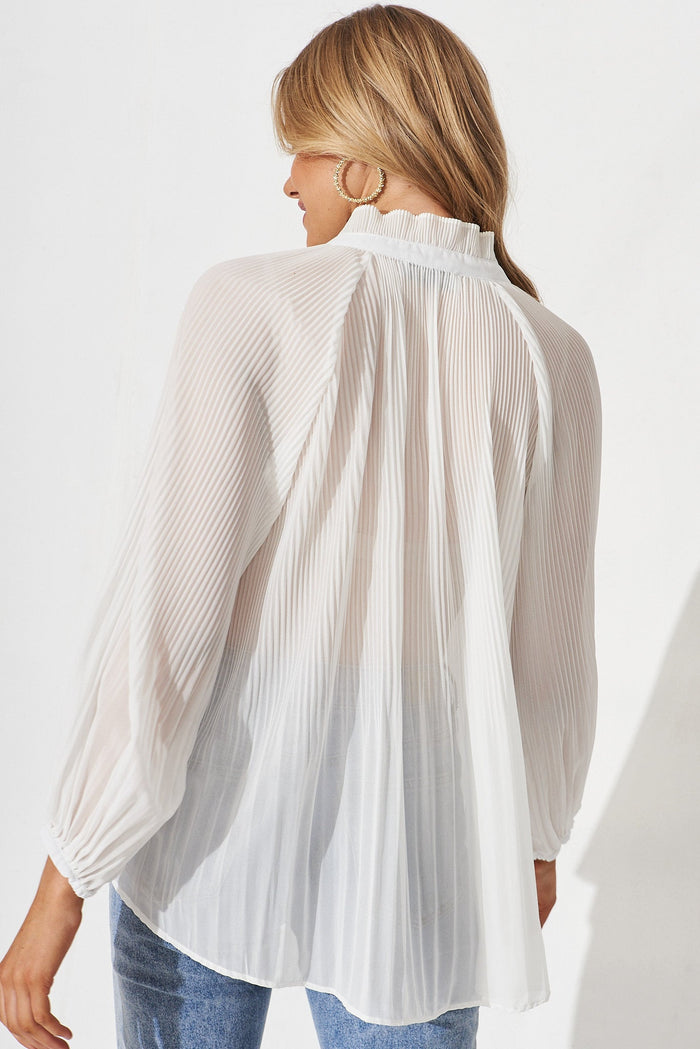 Shadia Top In White Chiffon - back