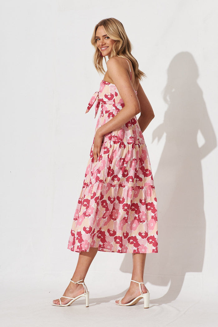 Molfetta Midi Dress In Pink Floral Cotton - side