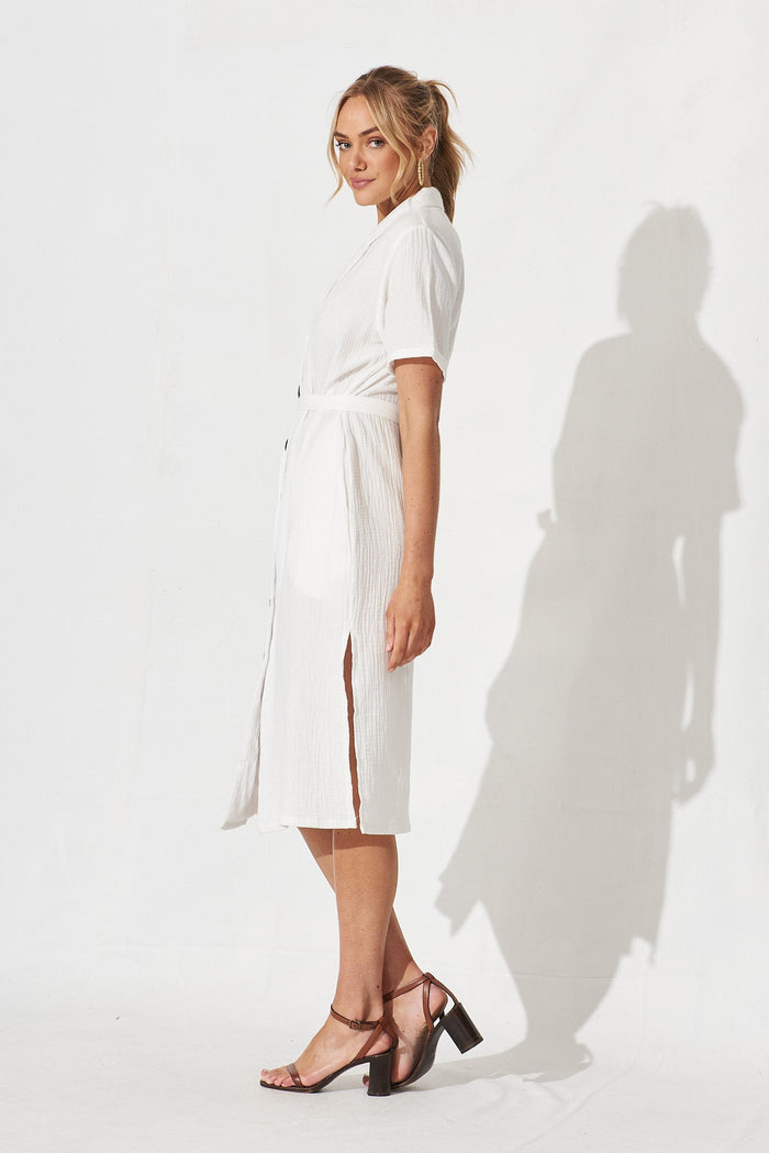Stratford Midi Dress In White - side