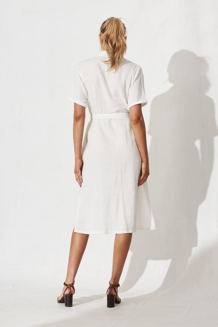 Stratford Midi Dress In White - back