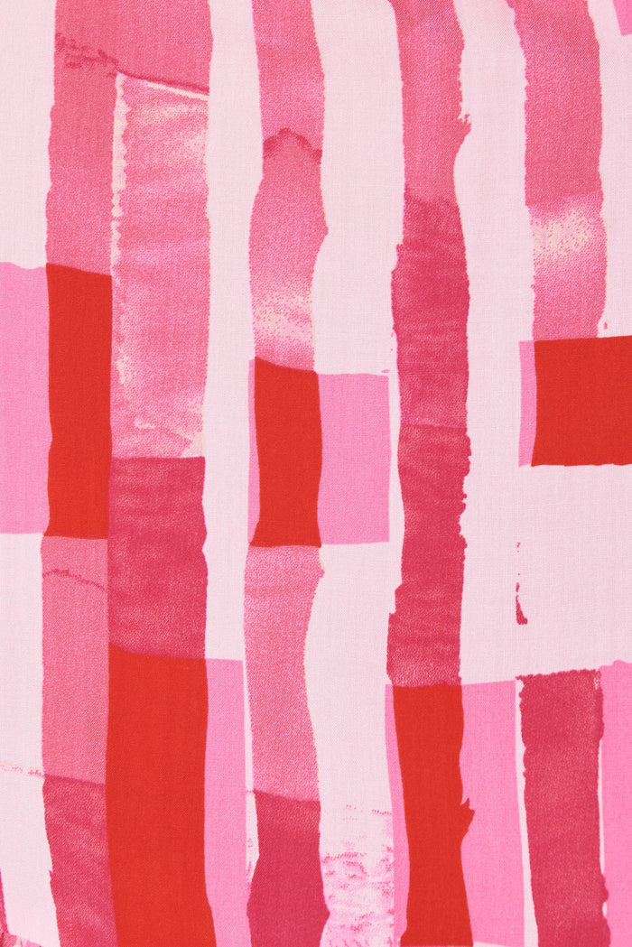 Hannary Midi Dress In Pink With Red Stripe - fabric