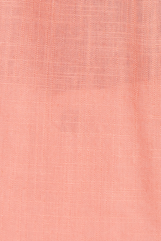 Jina Top In Dusty Pink Linen Blend - fabric
