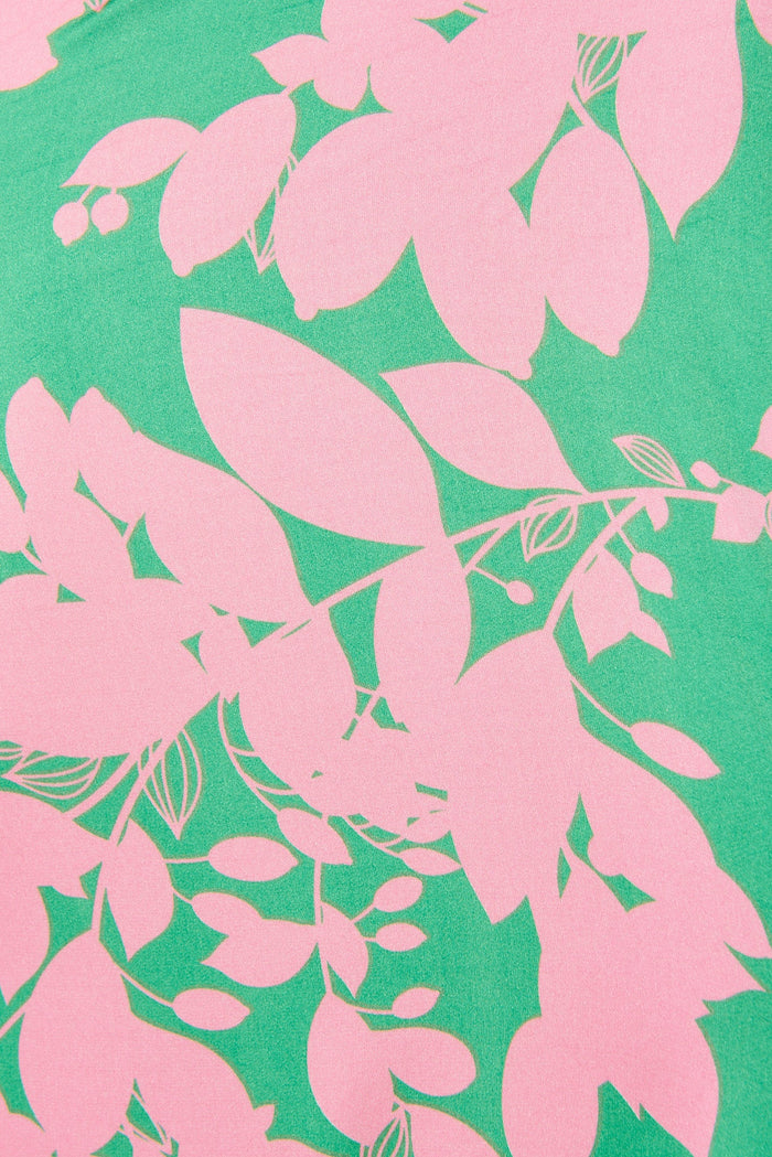 Thames Pants In Green With Pink Leaf - fabric