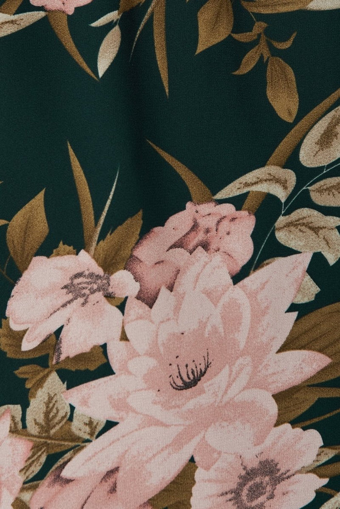 Brooklyn Top In Emerald With Blush Floral Chiffon - St Frock (Dev)