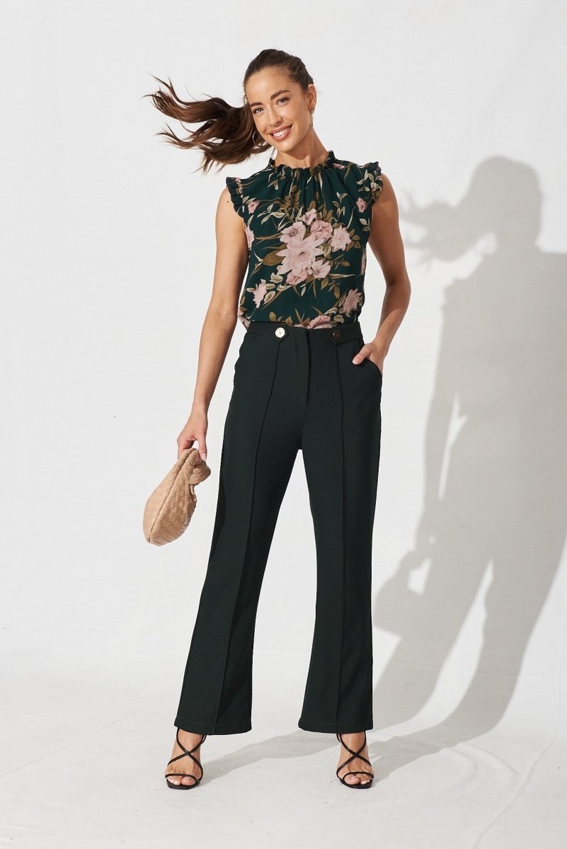 Brooklyn Top In Emerald With Blush Floral Chiffon - St Frock (Dev)