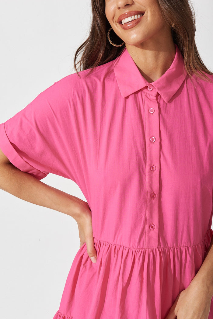Limbury Dress In Pink Cotton - detail