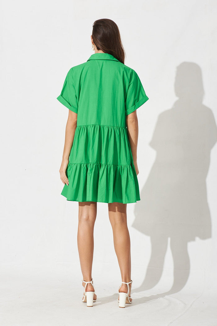 Limbury Dress In Green Cotton - back