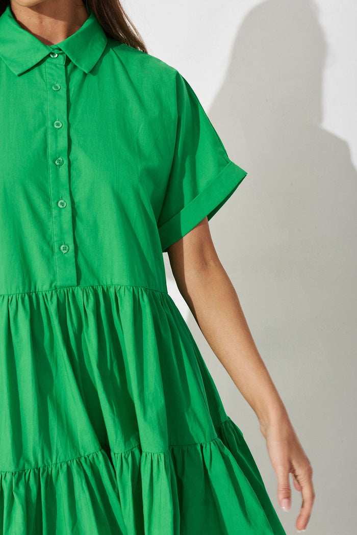 Limbury Dress In Green Cotton - detail