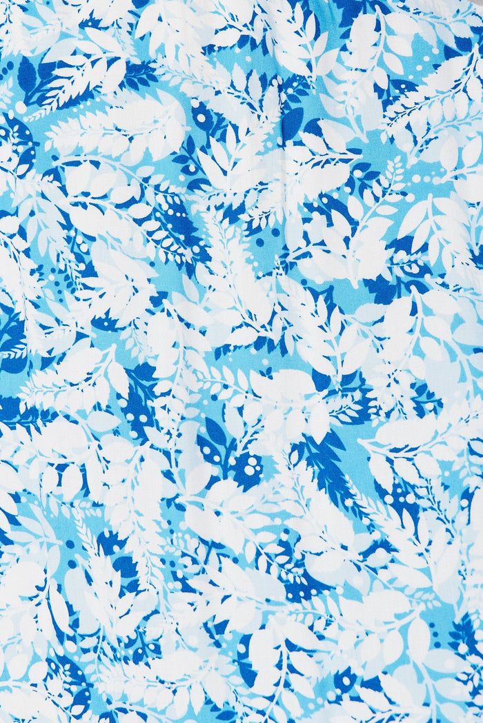 Roxton Midi Dress In White With Blue Floral - fabric