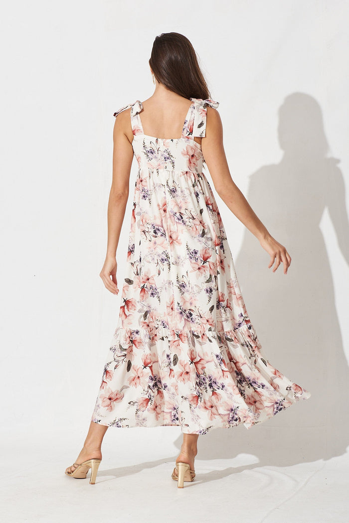 Marilyn Maxi Dress In Cream Floral - back