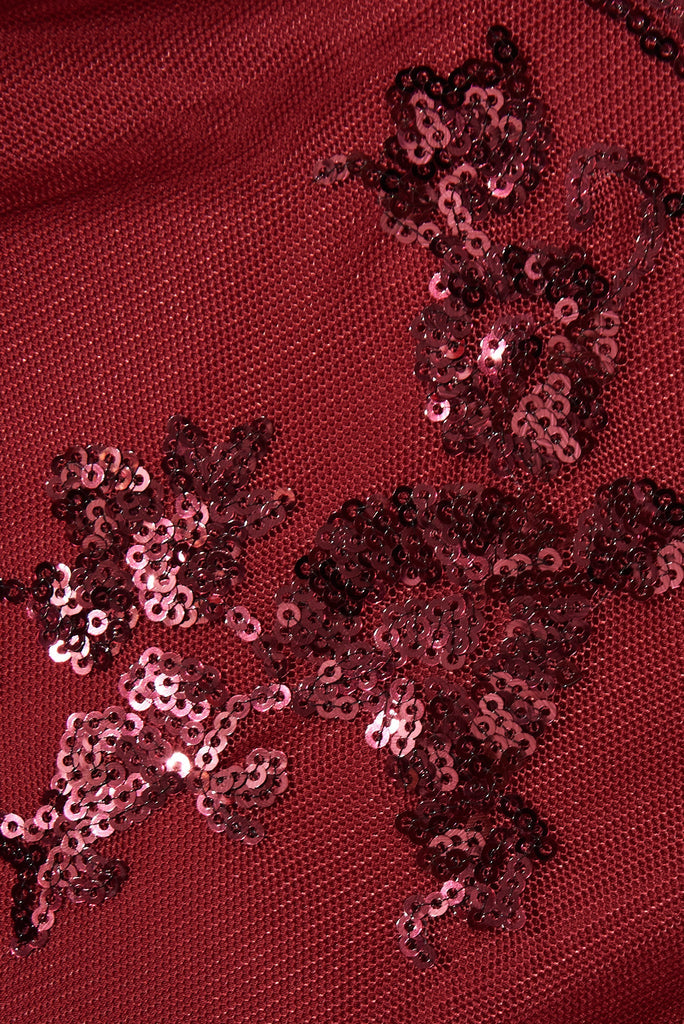 Iconic Sequin Dress In Wine - fabric